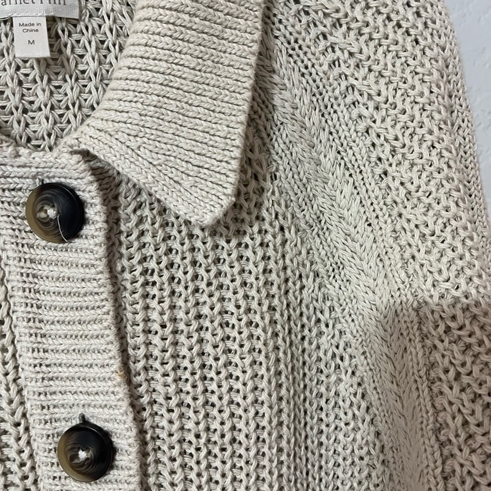 Chunky Knit Cream Button-Front Women’s Sweater